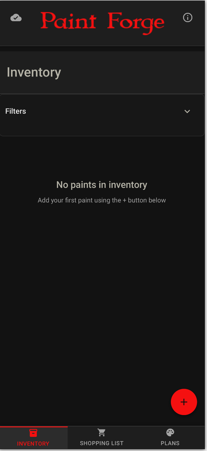 Inventory Screen — Empty