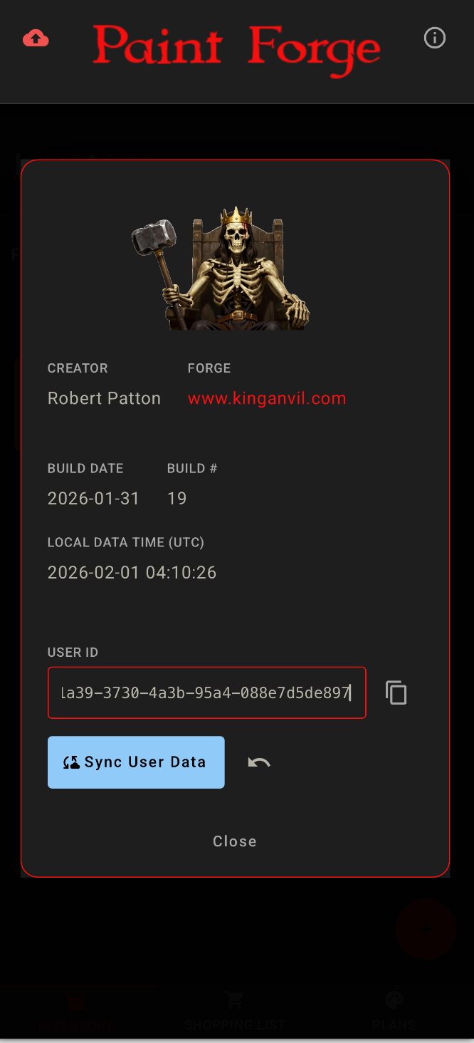 Info Dialog — New User ID