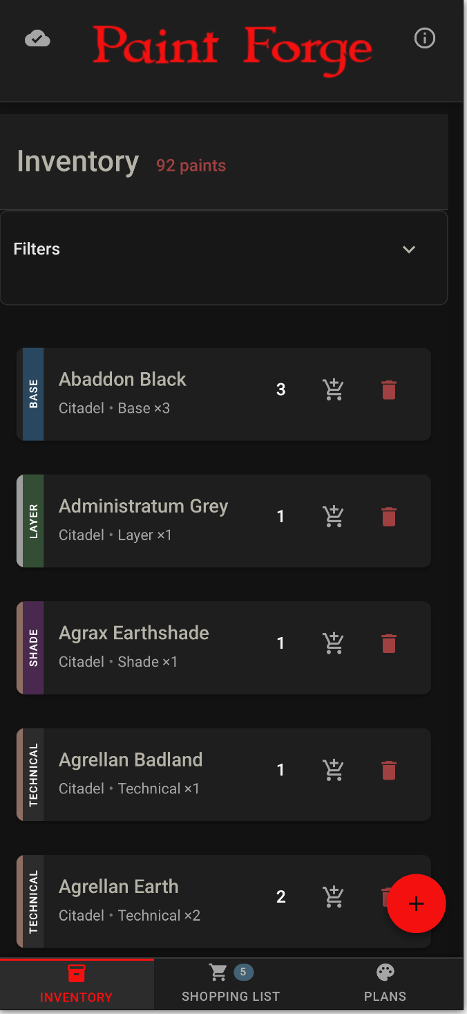 Inventory Screen — Full